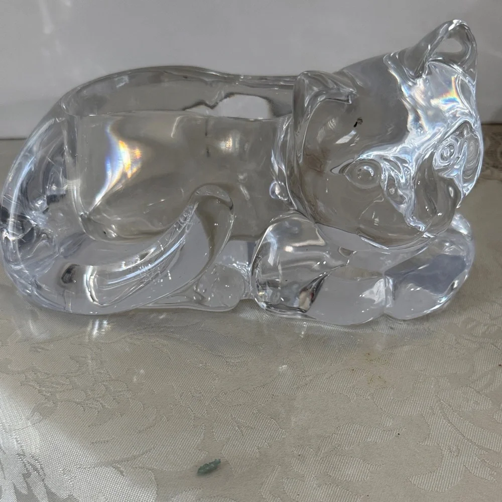 Vintage Large Clear Acrylic Cat Vase - Planter 1980s